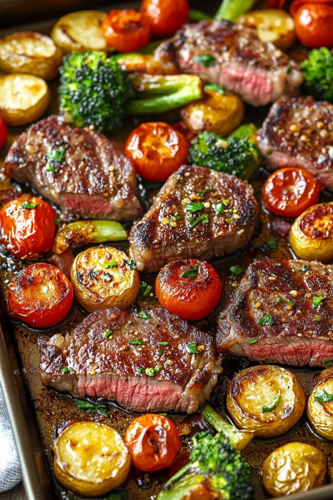 Instructions for Low-Carb Sheet Pan Steak and Veggies