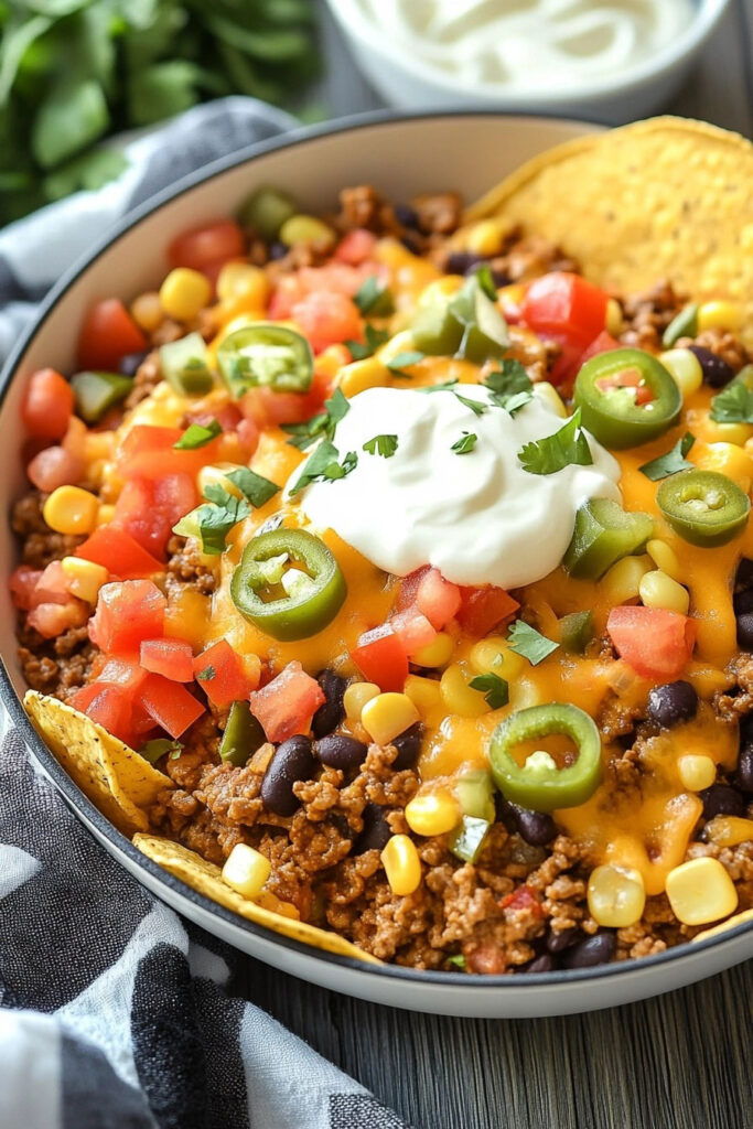 Instructions for One Pot Cheesy Taco Skillet