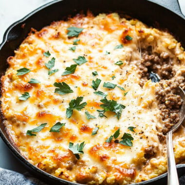 Low-Carb Ground Beef & Cauliflower Rice Casserole