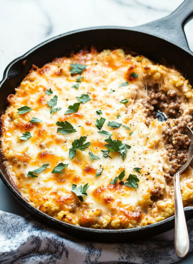 Low-Carb Ground Beef & Cauliflower Rice Casserole