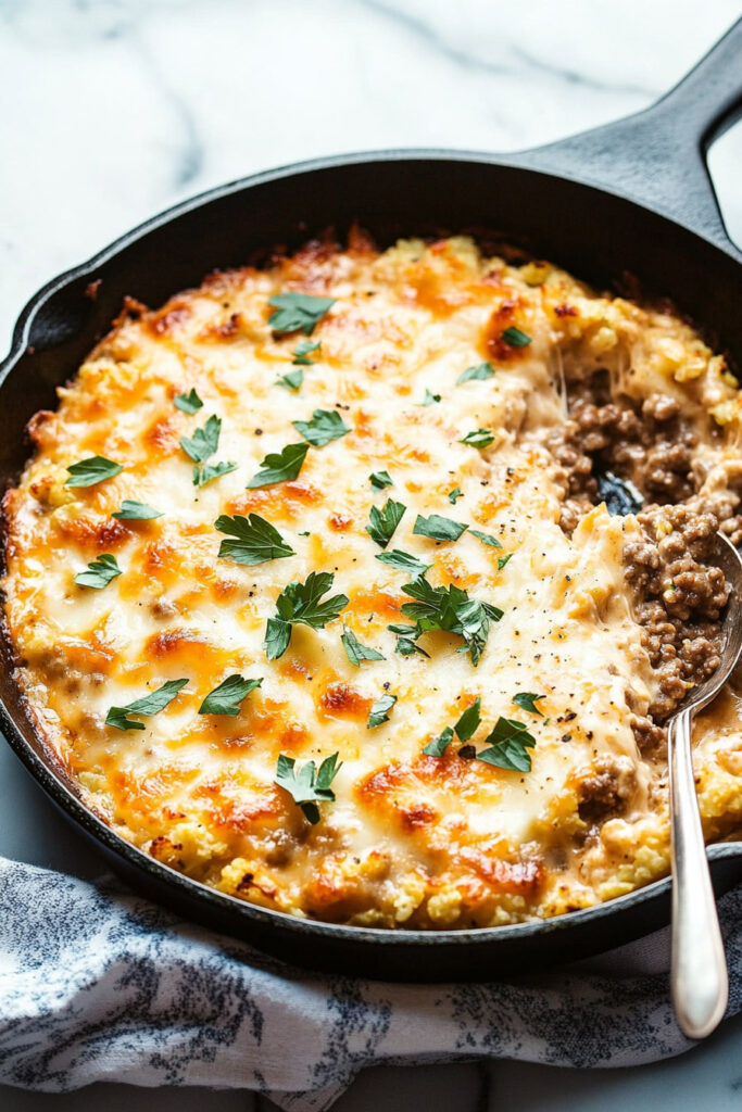 Low-Carb Ground Beef & Cauliflower Rice Casserole