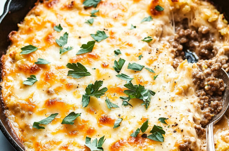 Low-Carb Ground Beef & Cauliflower Rice Casserole