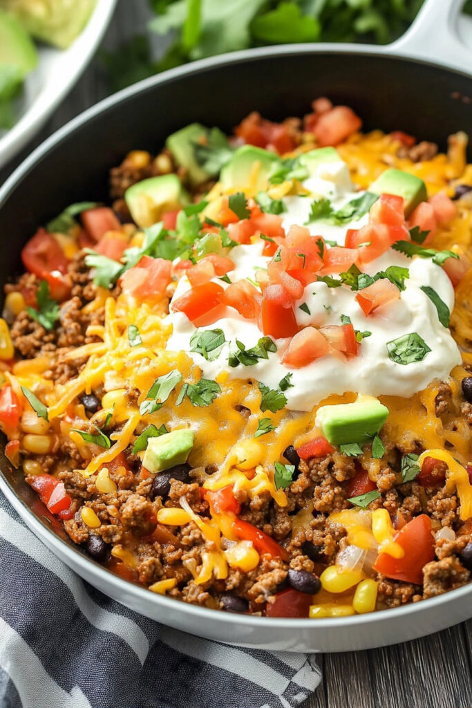 One Pot Cheesy Taco Skillet