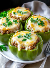 Low Carb Philly Cheesesteak Stuffed Peppers