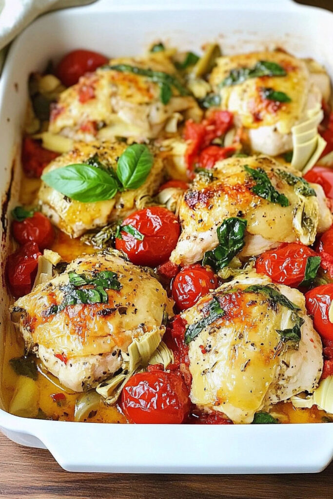 Preparing the Tomato Basil Artichoke Baked Chicken