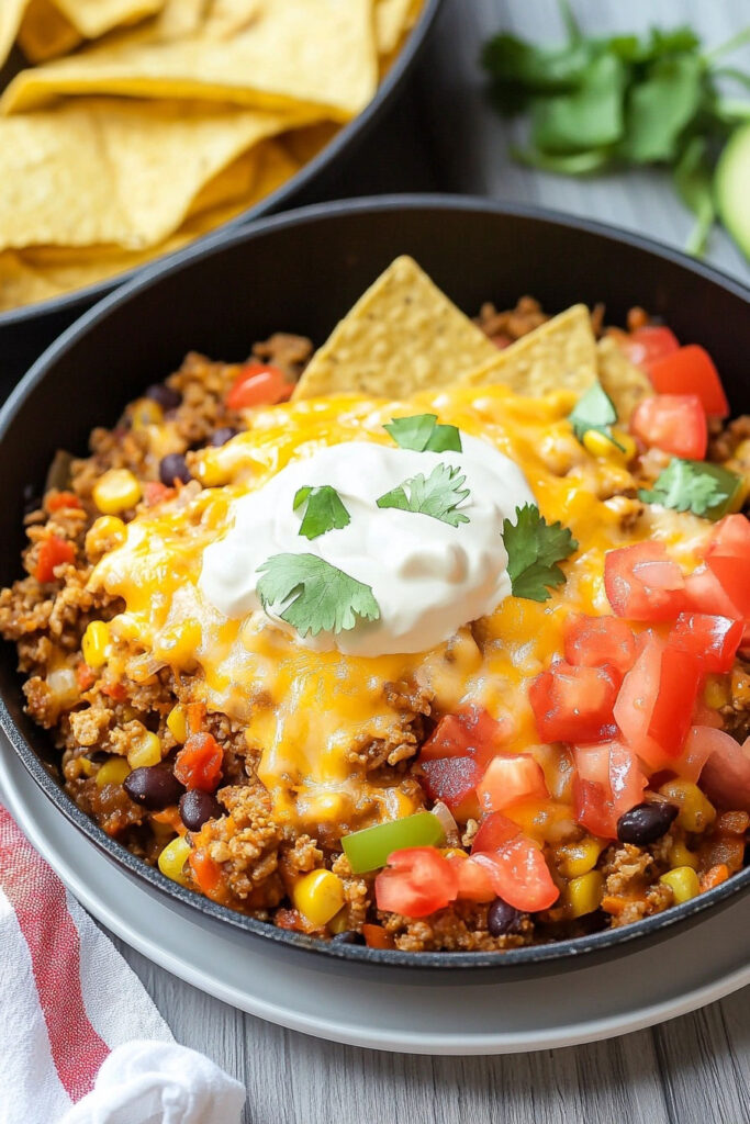 Serving Ideas Cheesy Taco Skillet