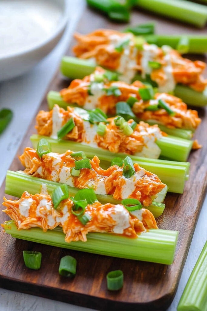 Serving the Buffalo Chicken Celery Sticks