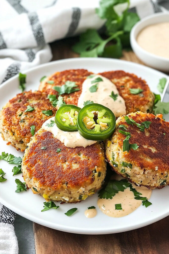 Serving with Tuna Cakes with Jalapeño and Cilantro