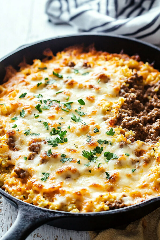 Steps for Low-Carb Ground Beef & Cauliflower Rice Casserole