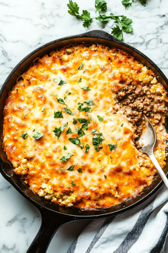 Variations of Ground Beef & Cauliflower Rice Casserole